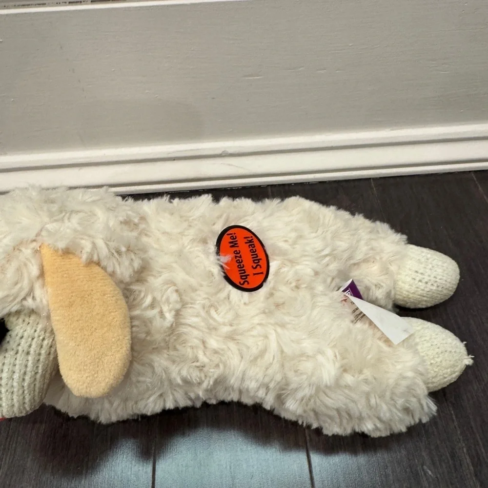 NWT Plush Lamb Chop Dog Toy - Cream and Black